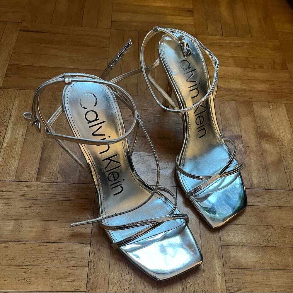 Calvin Klein Silver Strappy Heels